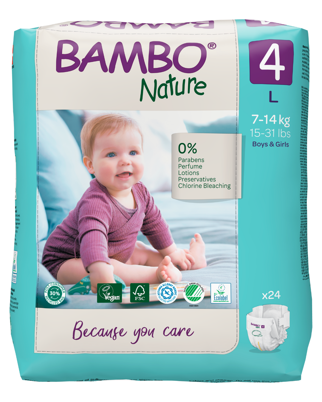 Bambo Nature Eco Nappies - Size 4 (15-40lbs/7-18kg)