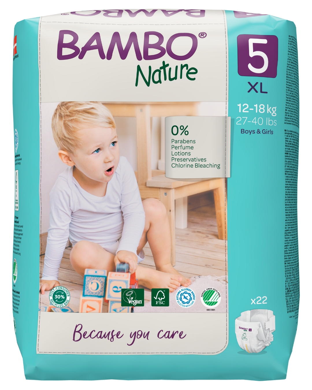 Bambo Nature Eco Nappies - Size 5 (26-49lbs/12-22kg)