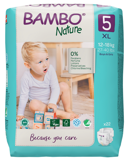 Bambo Nature Eco Nappies - Size 5 (26-49lbs/12-22kg)
