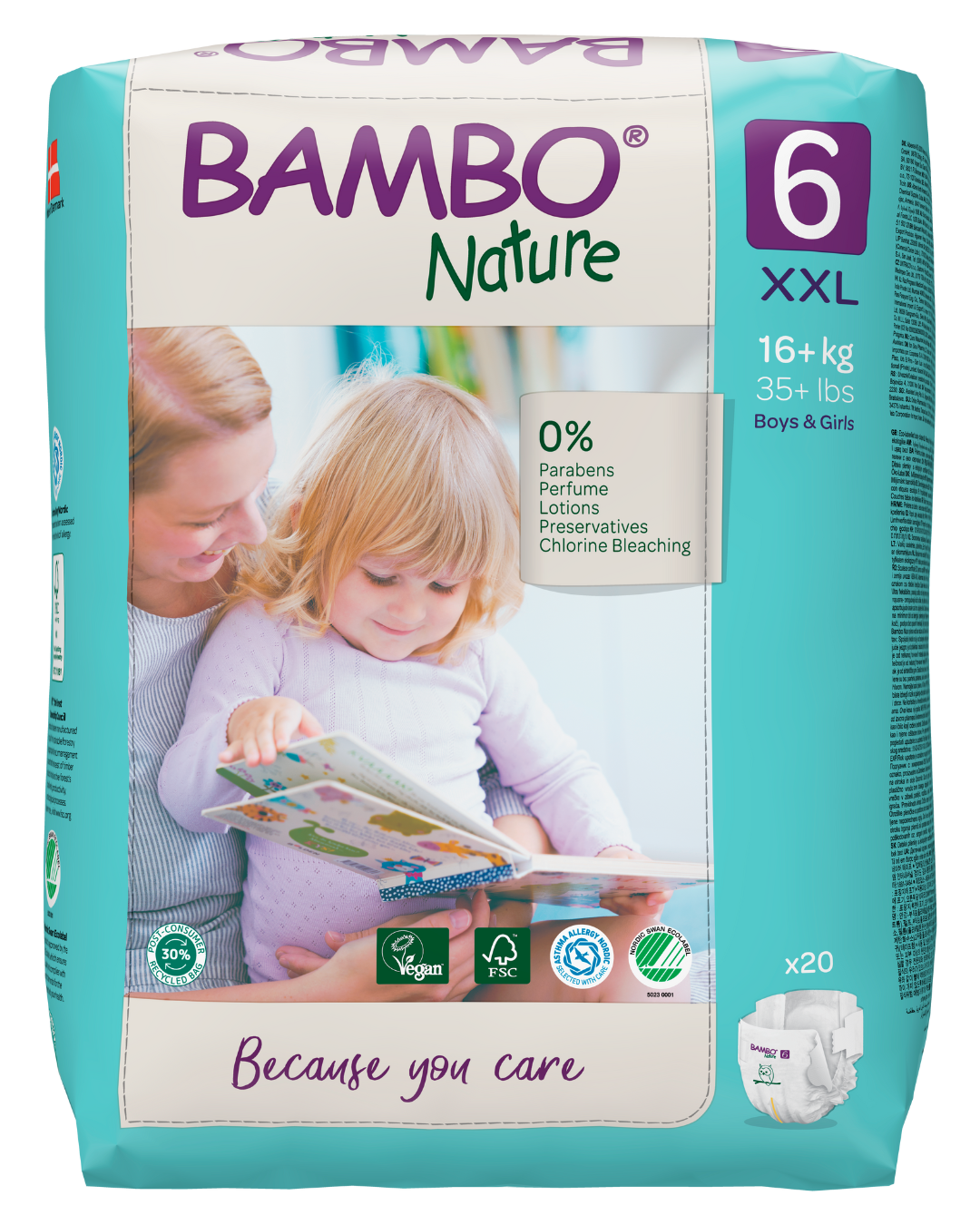 Bambo Nature Eco Nappies - Size 6 (35-66lbs/16-30kg)