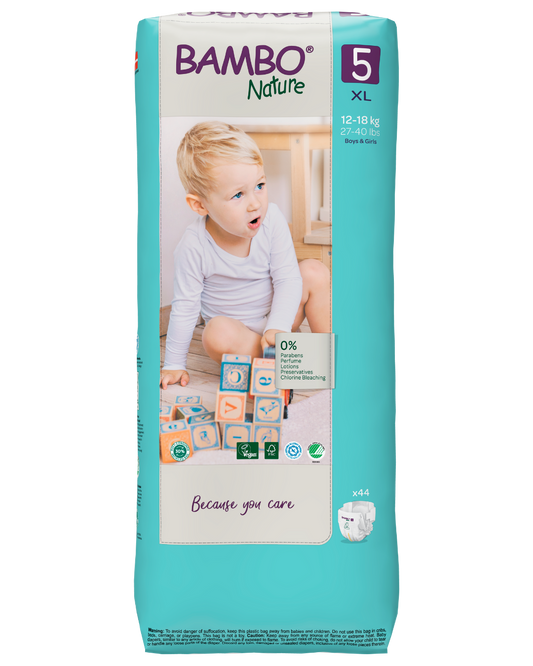 Bambo Nature Eco Nappies - Size 5 Tall Pack (26-49lbs/12-22kg)