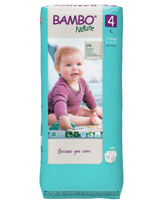 Bambo Nature Eco Nappies - Size 4 Tall Pack (15-40lbs/7-18kg)
