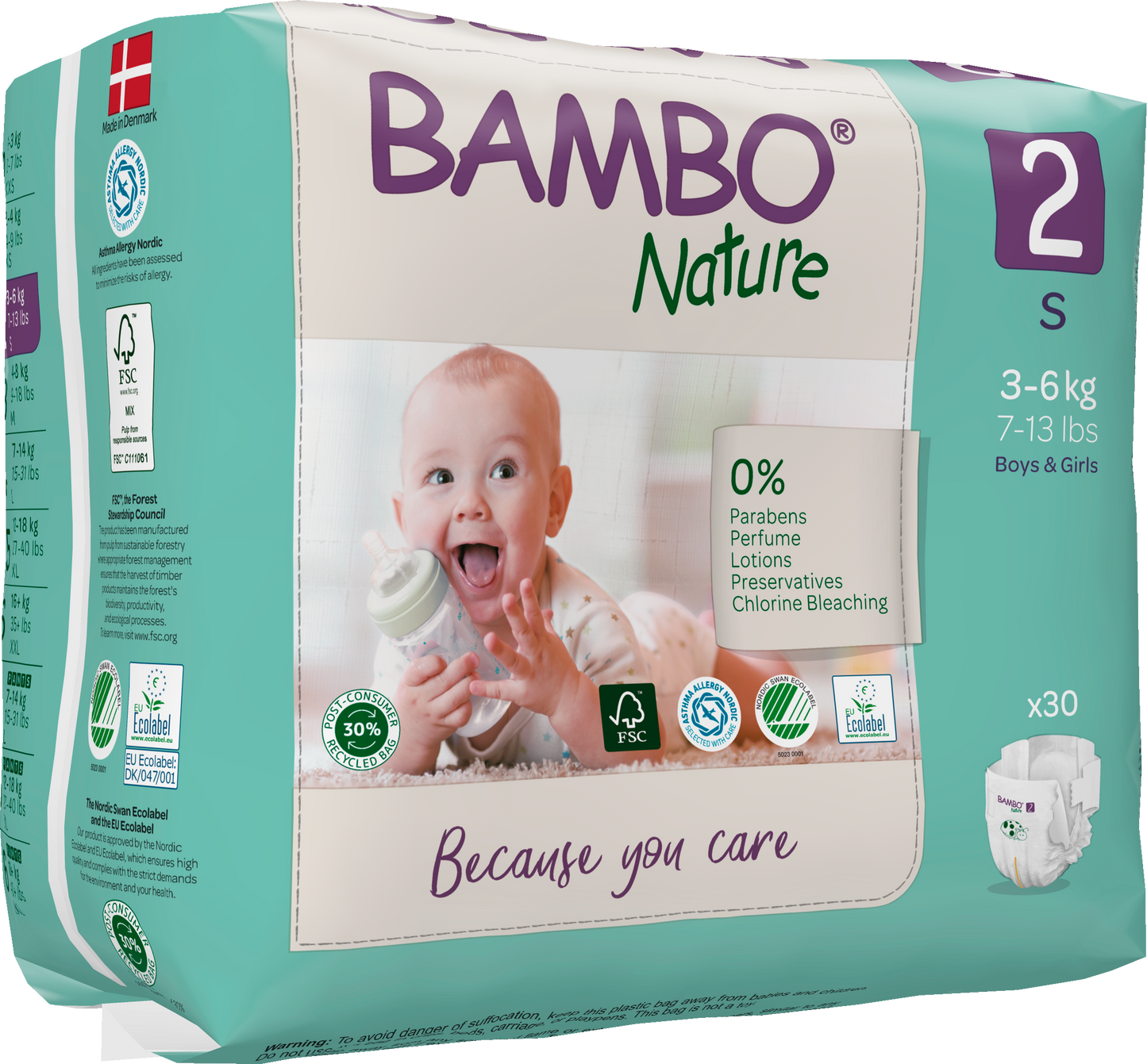 Bambo Nature Eco Nappies - Size 2 (7-13lbs/3-6kg)