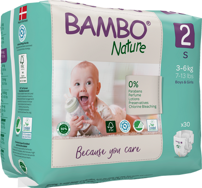 Bambo Nature Eco Nappies - Size 2 (7-13lbs/3-6kg)