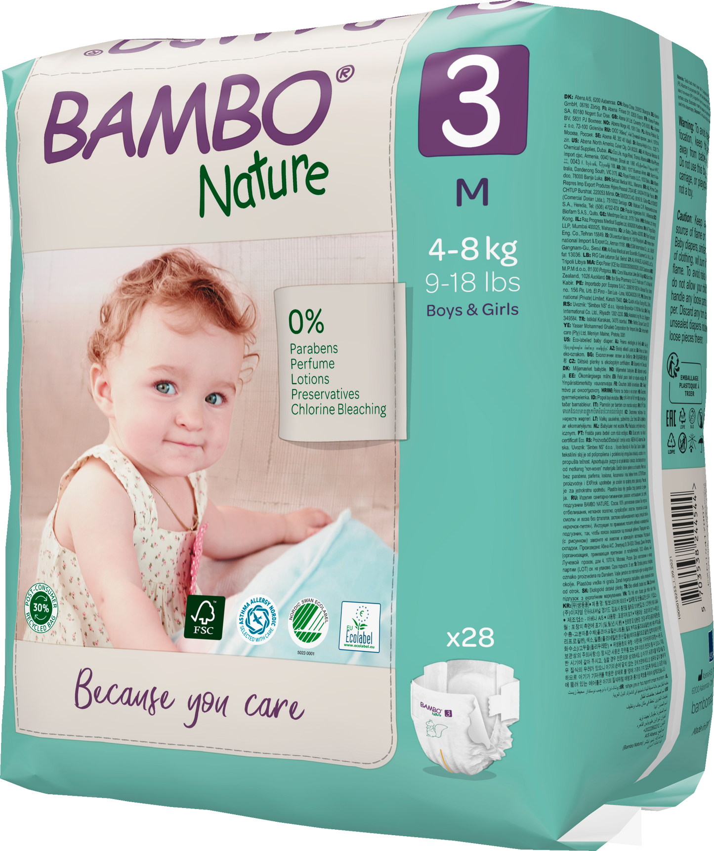 Bambo Nature Eco Nappies - Size 3 (11-20lbs/5-9kg)