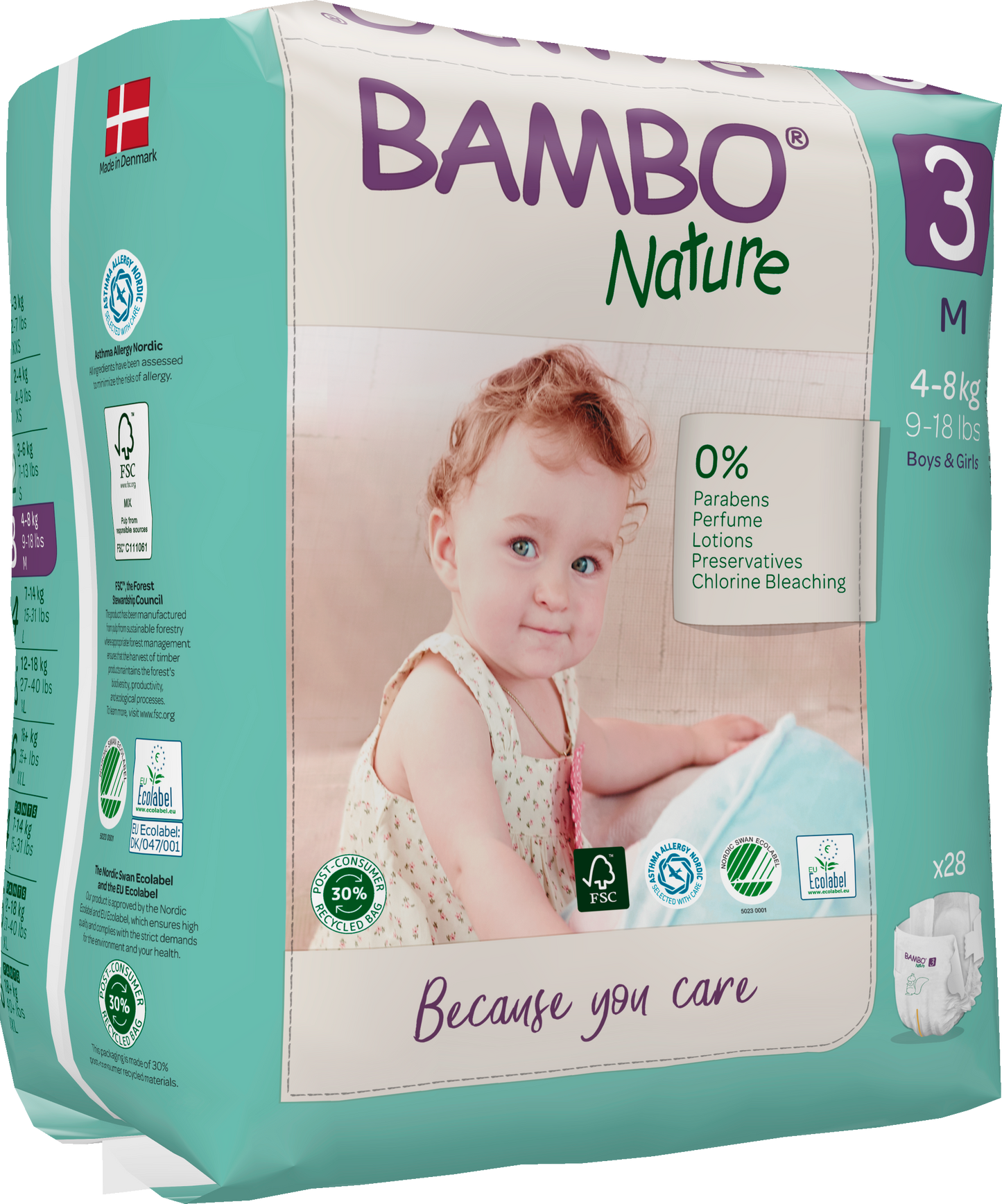 Bambo Nature Eco Nappies - Size 3 (11-20lbs/5-9kg)