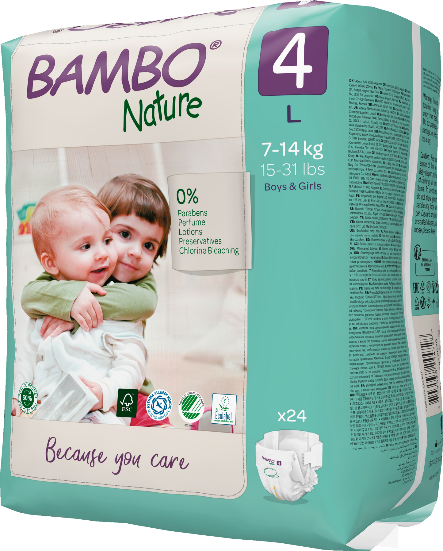 Bambo Nature Eco Nappies - Size 4 (15-40lbs/7-18kg)