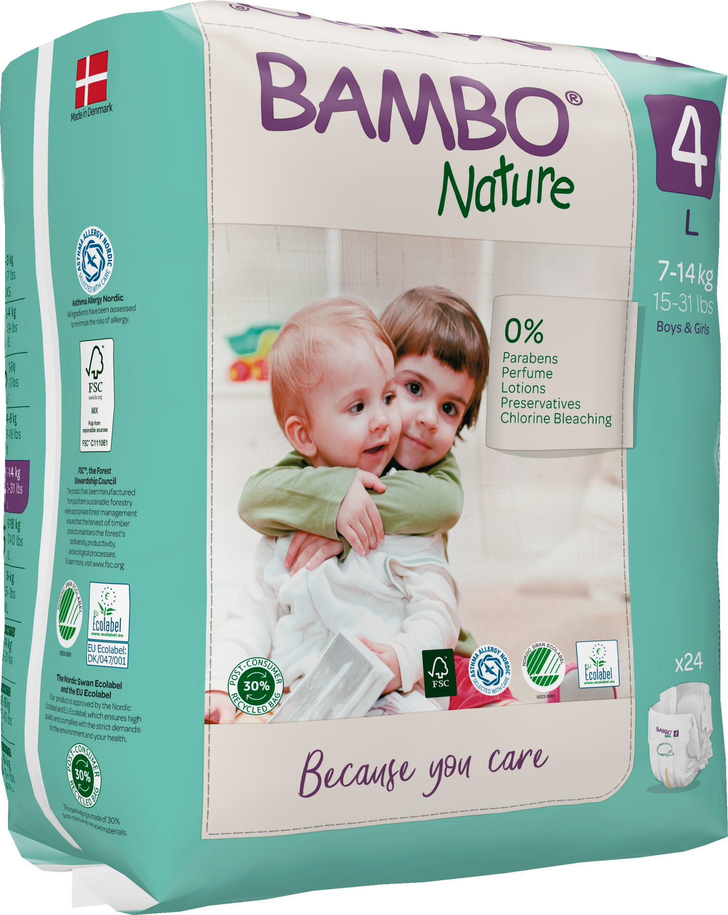 Bambo Nature Eco Nappies - Size 4 (15-40lbs/7-18kg)