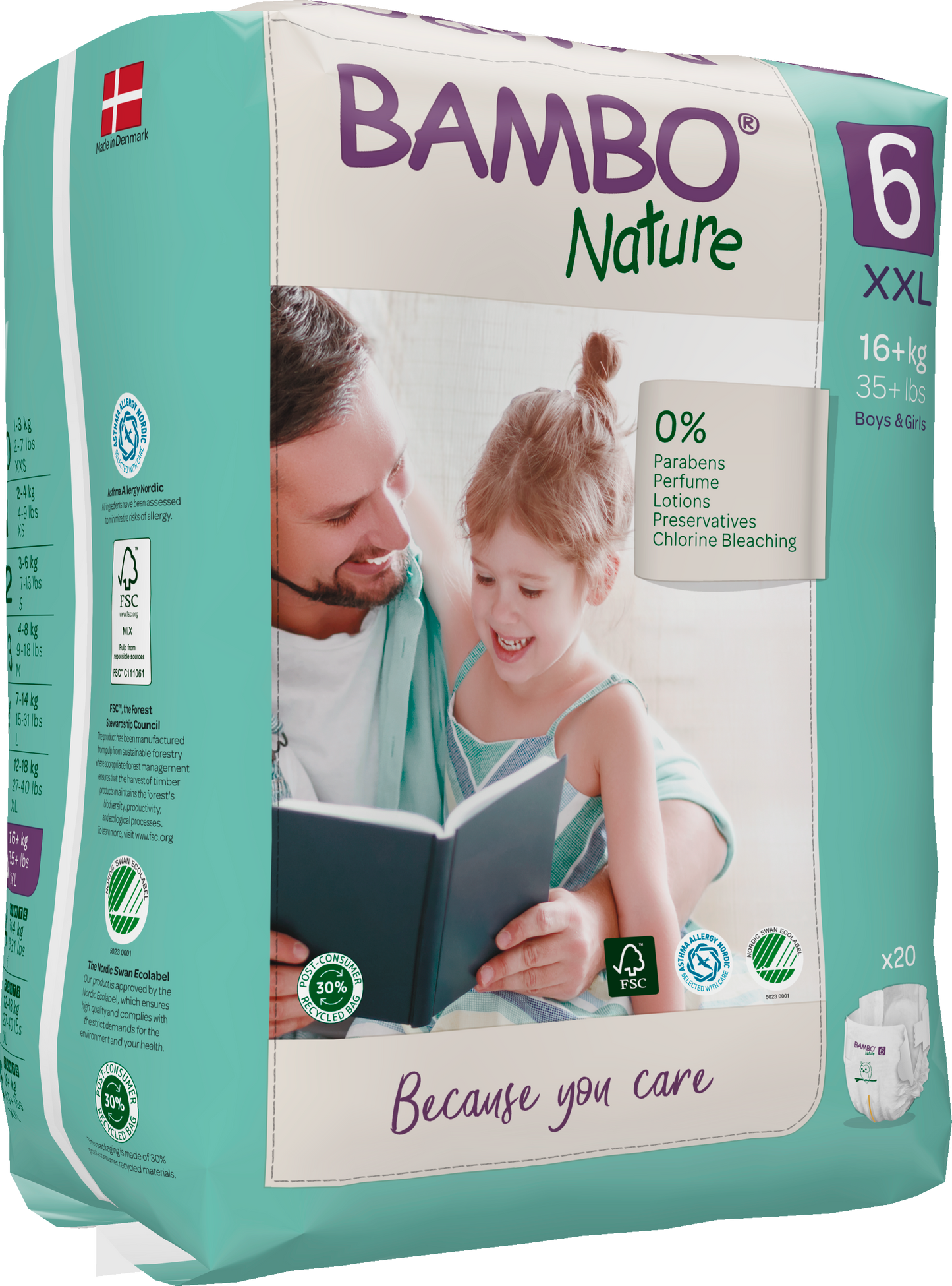 Bambo Nature Eco Nappies - Size 6 (35-66lbs/16-30kg)