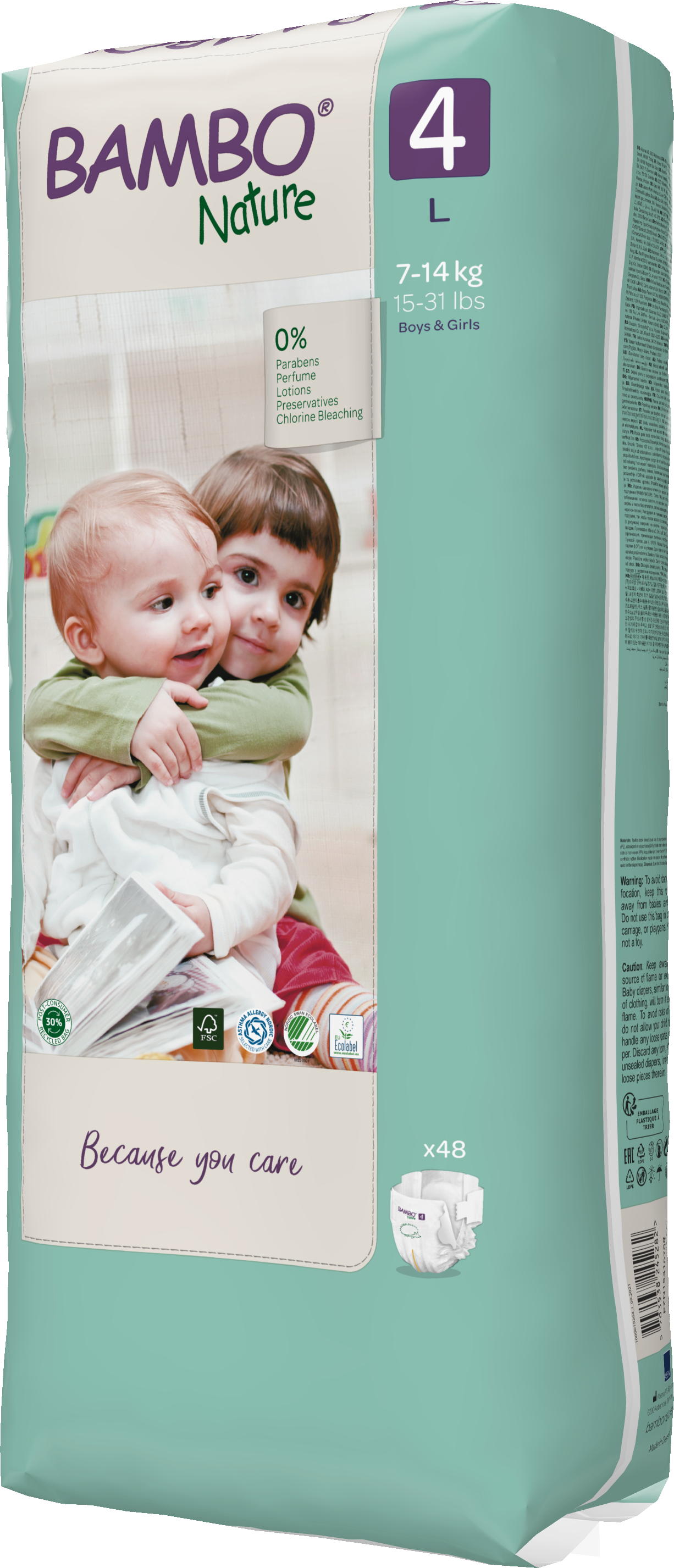 Bambo Nature Eco Nappies - Size 4 Tall Pack (15-40lbs/7-18kg)