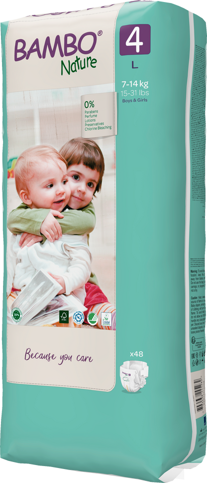 Bambo Nature Eco Nappies - Size 4 Tall Pack (15-40lbs/7-18kg)