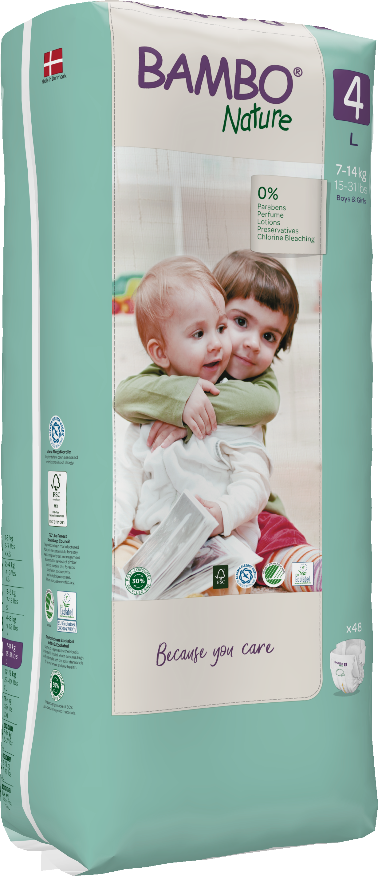 Bambo Nature Eco Nappies - Size 4 Tall Pack (15-40lbs/7-18kg)