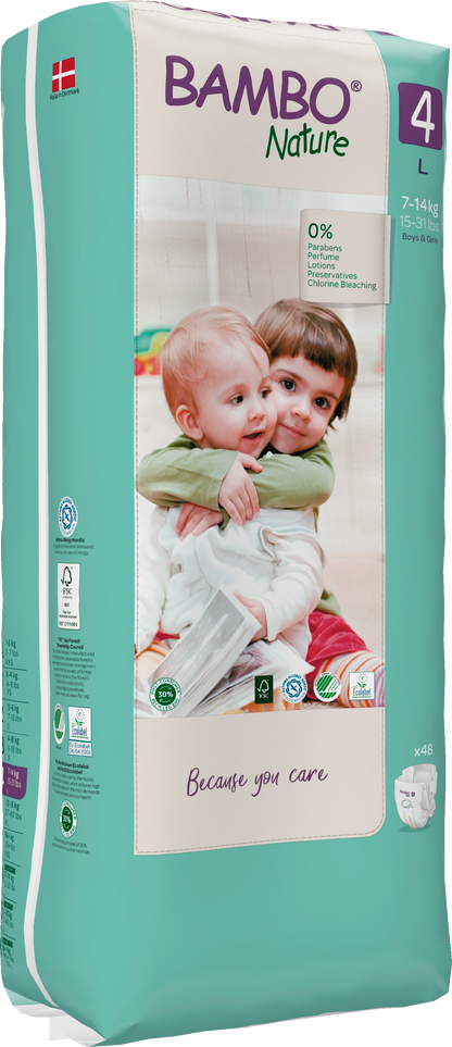 Bambo Nature Eco Nappies - Size 4 Tall Pack (15-40lbs/7-18kg)