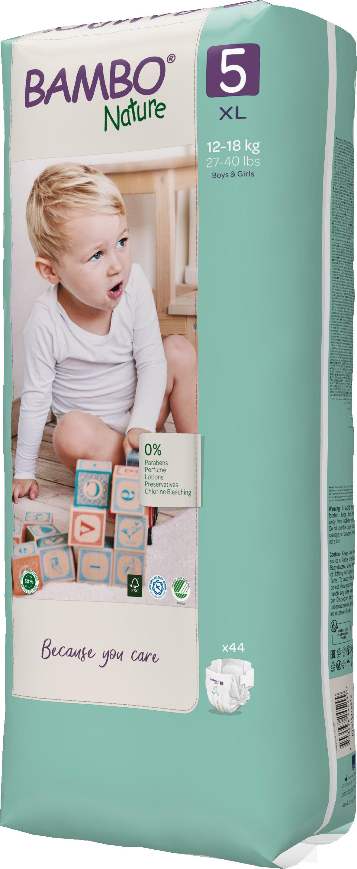 Bambo Nature Eco Nappies - Size 5 Tall Pack (26-49lbs/12-22kg)