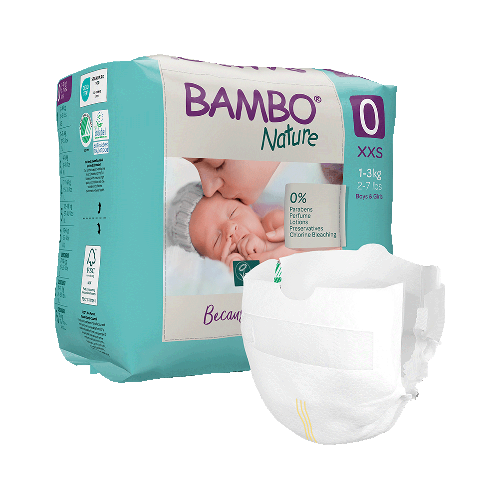 Bambo Nature Nappies - Size 0 (2-7lbs / 1-3kg)