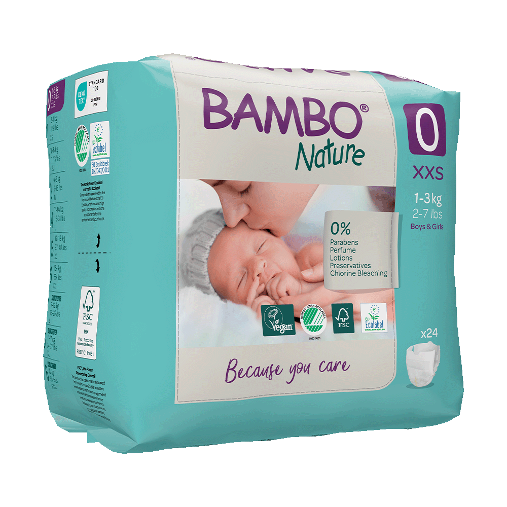 Bambo Nature Nappies - Size 0 (2-7lbs / 1-3kg)