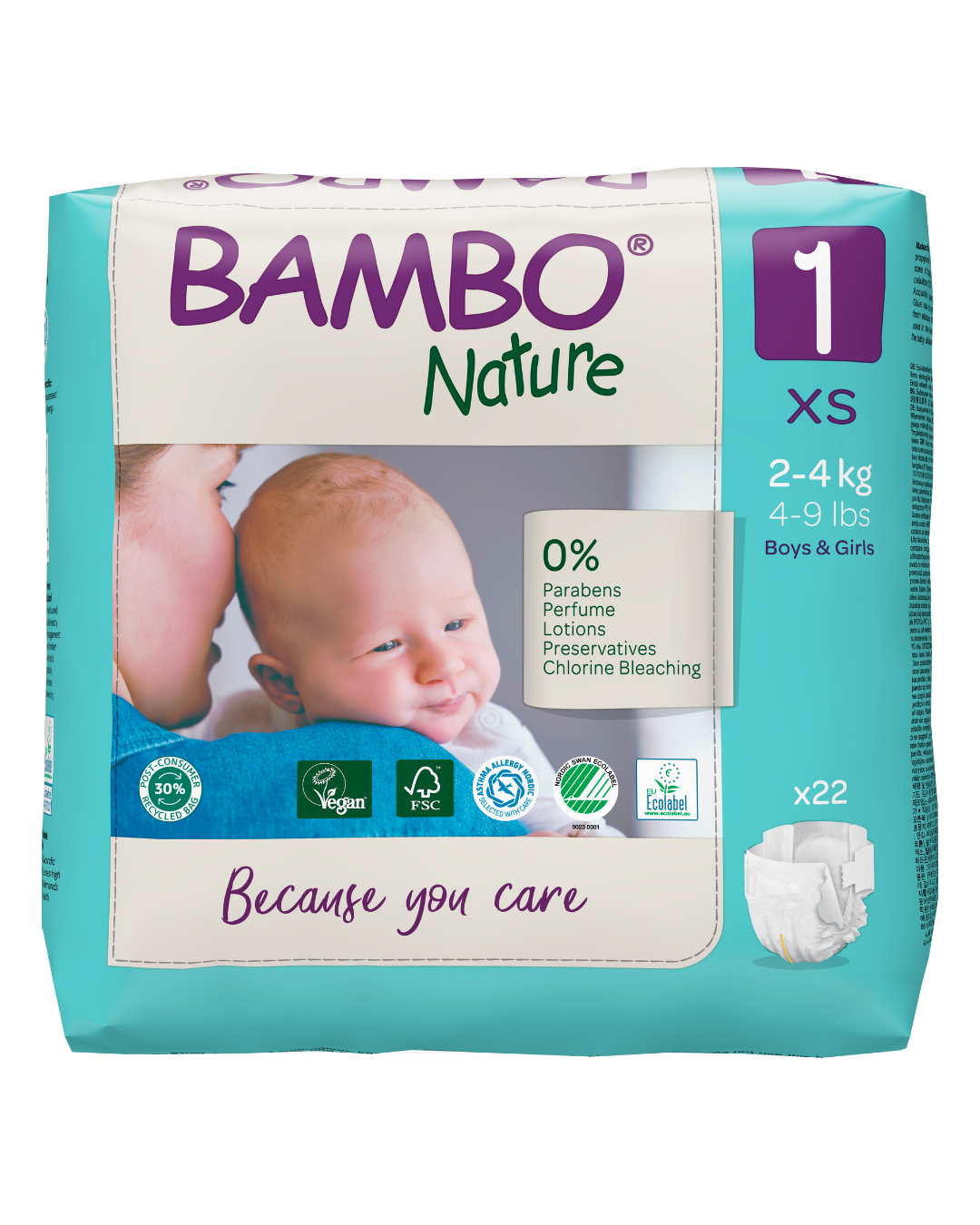 Bambo Nature Eco Nappies - Size 1 (4-9lb/2-4kg)