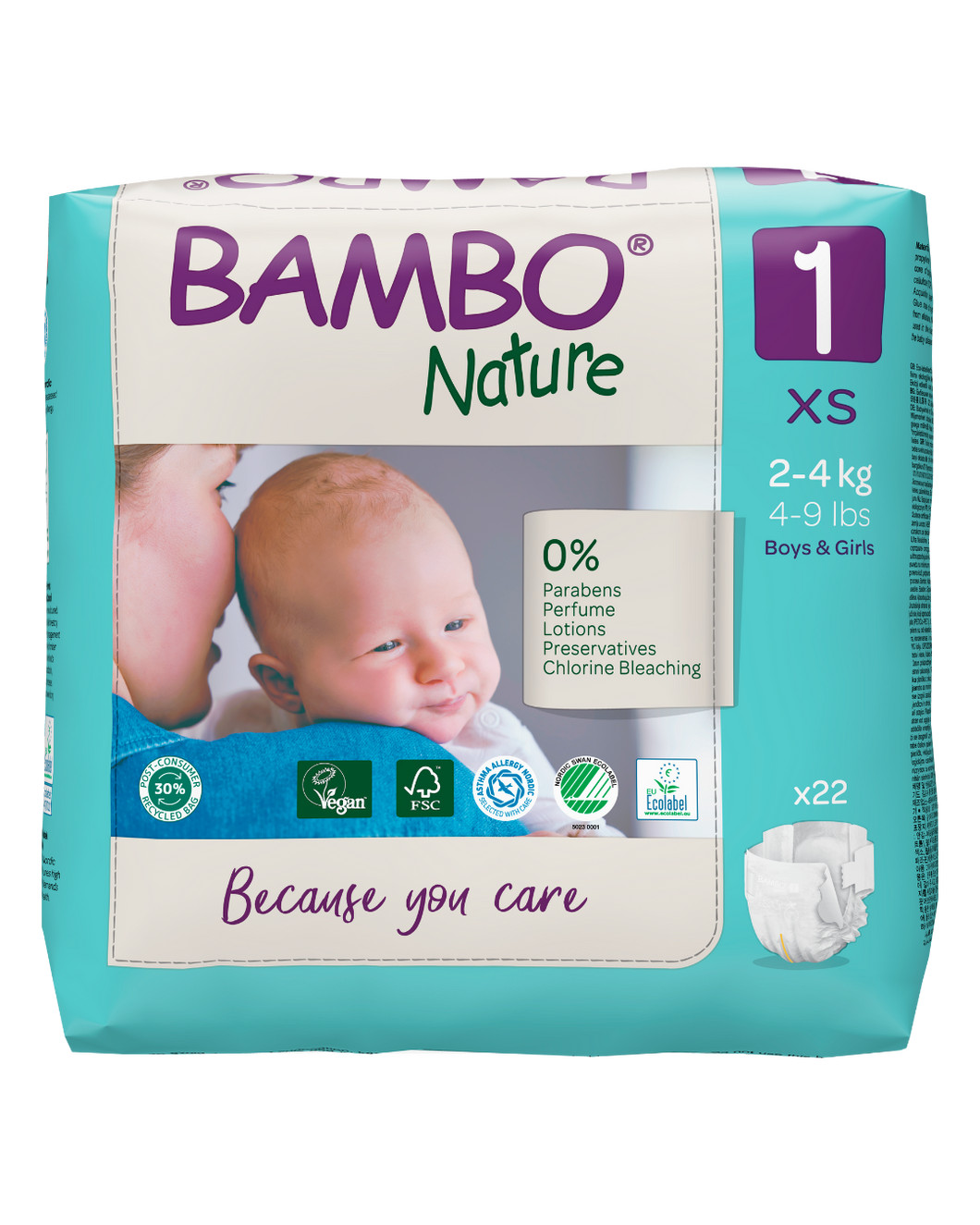 Bambo Nature Eco Nappies - Size 1 (4-9lb/2-4kg)