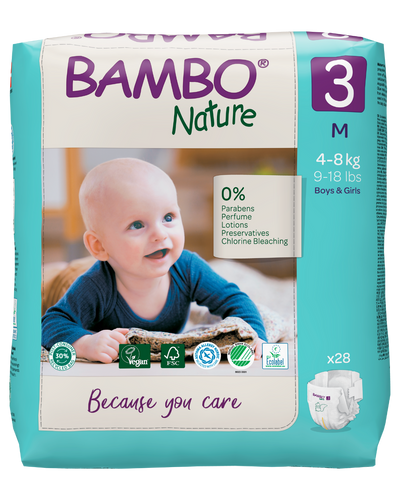 Bambo Nature Eco Nappies - Size 3 (11-20lbs/5-9kg)