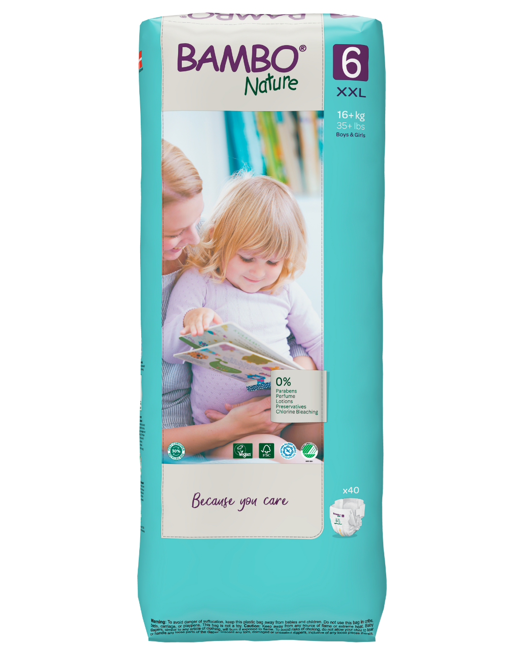 Bambo Nature Eco Nappies - Size 6 Tall Pack (35-66lbs/16-30kg)