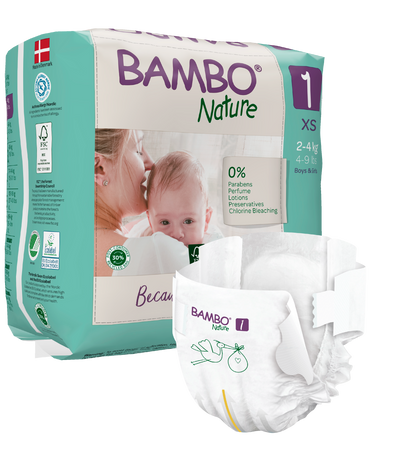 Bambo Nature Eco Nappies - Size 1 (4-9lb/2-4kg)