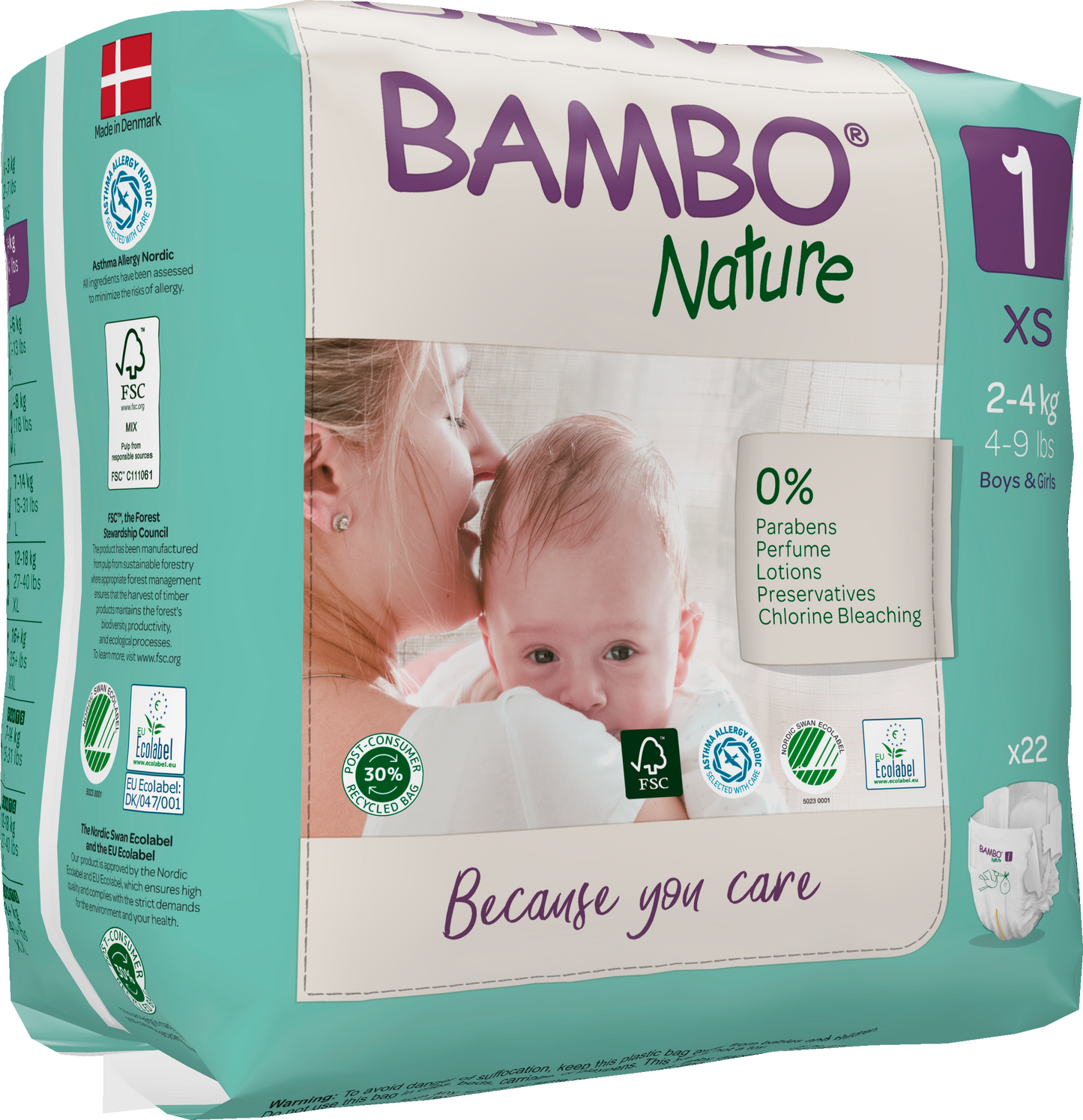 Bambo Nature Eco Nappies - Size 1 (4-9lb/2-4kg)