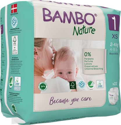 Bambo Nature Eco Nappies - Size 1 (4-9lb/2-4kg)