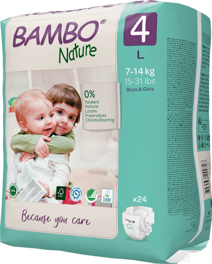 Bambo Nature Eco Nappies - Size 4 (15-40lbs/7-18kg)