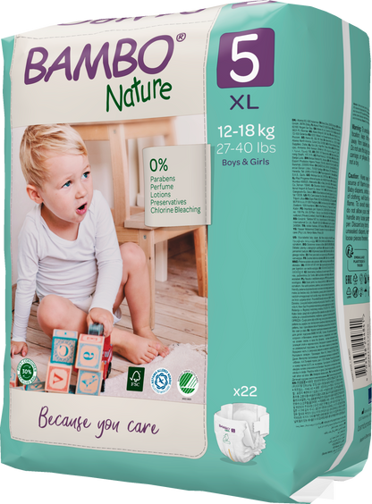 Bambo Nature Eco Nappies - Size 5 (26-49lbs/12-22kg)