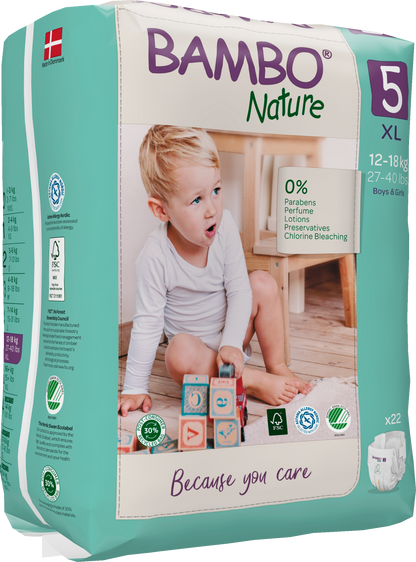 Bambo Nature Eco Nappies - Size 5 (26-49lbs/12-22kg)