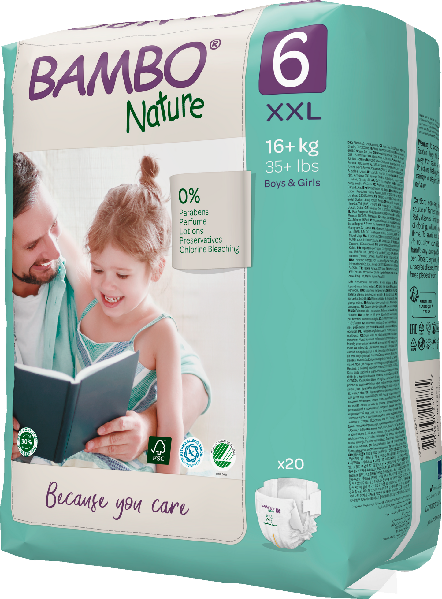 Bambo Nature Eco Nappies - Size 6 (35-66lbs/16-30kg)